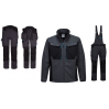 Ubranie robocze kurtka SOFTSHELL+spodnie do pasa/spodnie z kieszeniami kaburowymi/ogrodniczki WX3 PORTWEST (T750, T701, T702, T704) szare/niebieskie